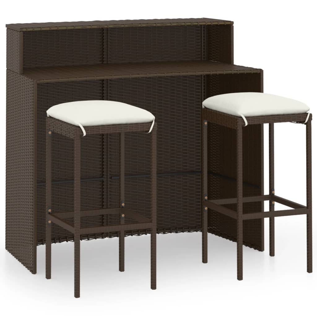 3-delige Tuinbarset met kussens bruin is nu te koop bij PeponiXL, paradijselijk wonen!