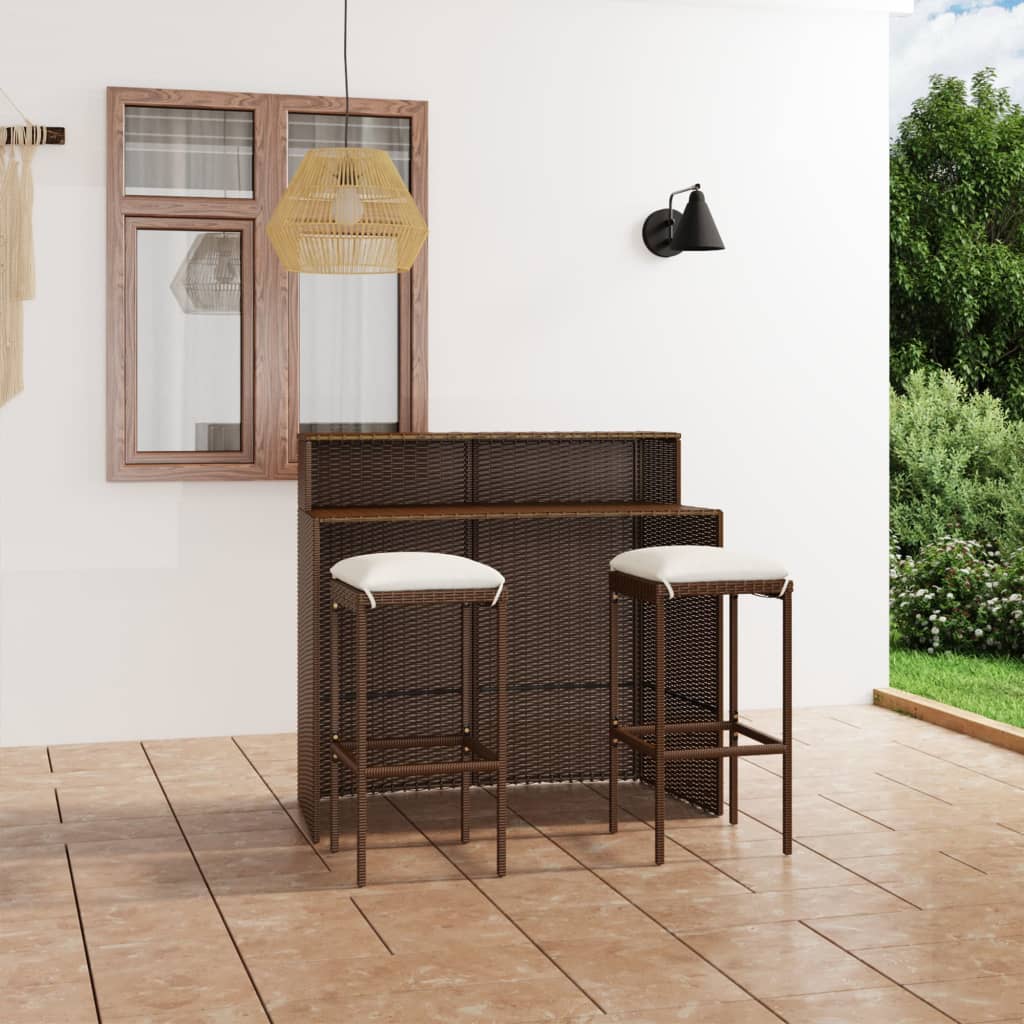 3-delige Tuinbarset met kussens bruin is nu te koop bij PeponiXL, paradijselijk wonen!
