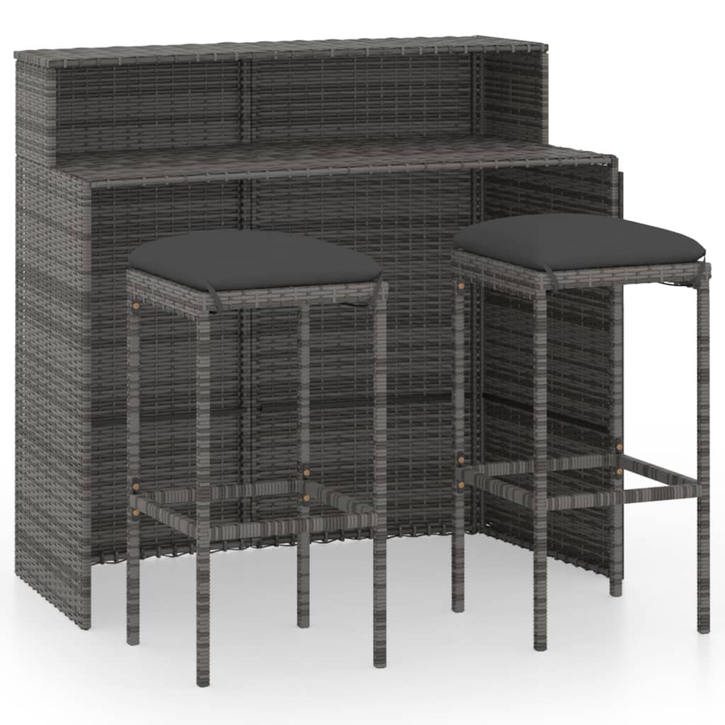 3-delige Tuinbarset met kussens grijs is nu te koop bij PeponiXL, paradijselijk wonen!