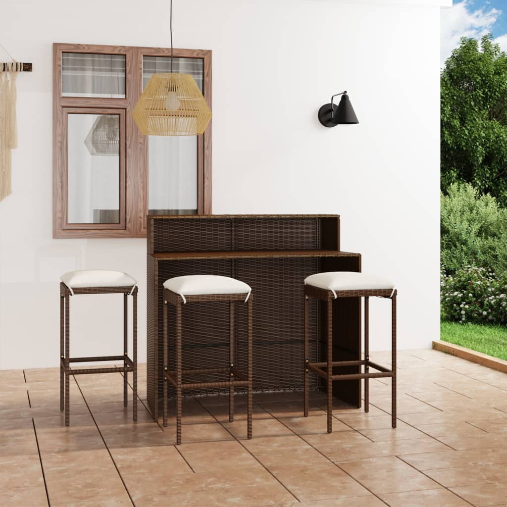 4-delige Tuinbarset met kussens bruin is nu te koop bij PeponiXL, paradijselijk wonen!