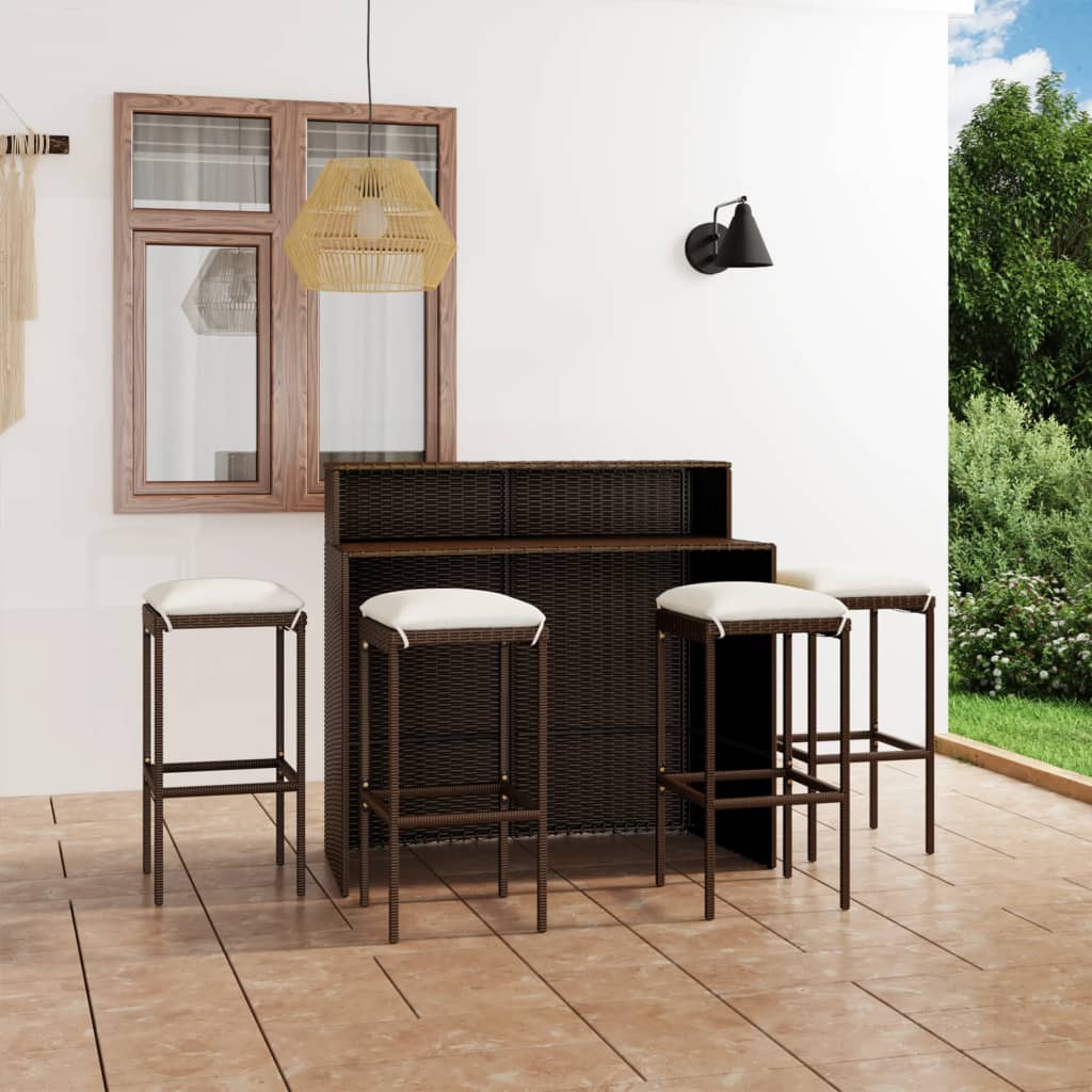 5-delige Tuinbarset met kussens bruin is nu te koop bij PeponiXL, paradijselijk wonen!