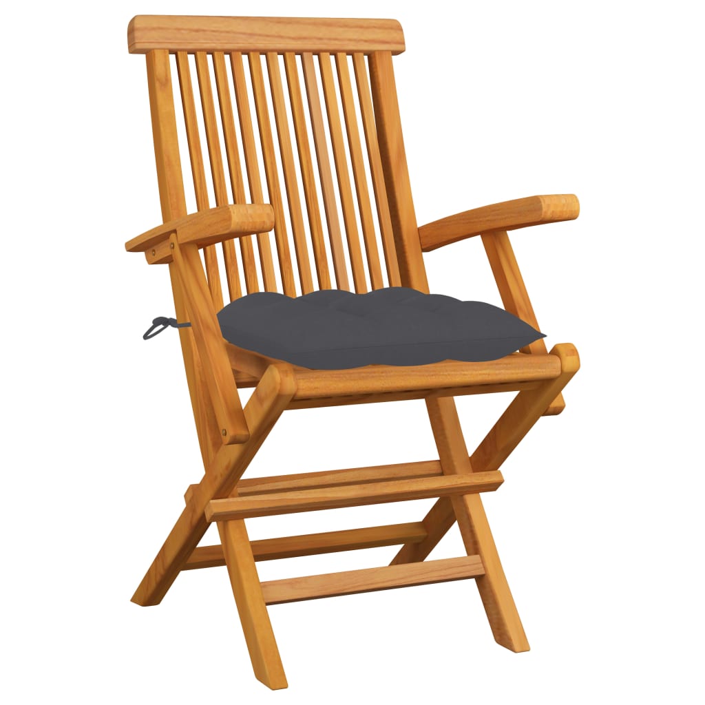 Tuinstoelen 6 st met antracietkleurige kussens massief teakhout is nu te koop bij PeponiXL, paradijselijk wonen!