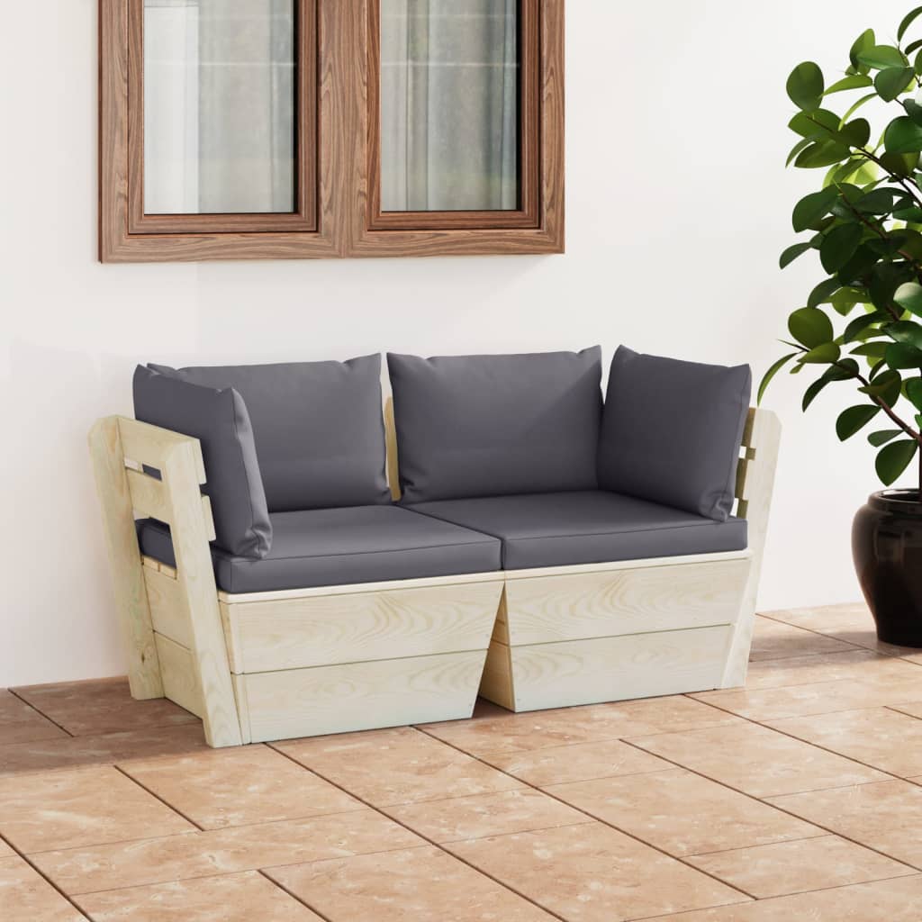 Tuinbank 2-zits met kussens pallet vurenhout is nu te koop bij PeponiXL, paradijselijk wonen!