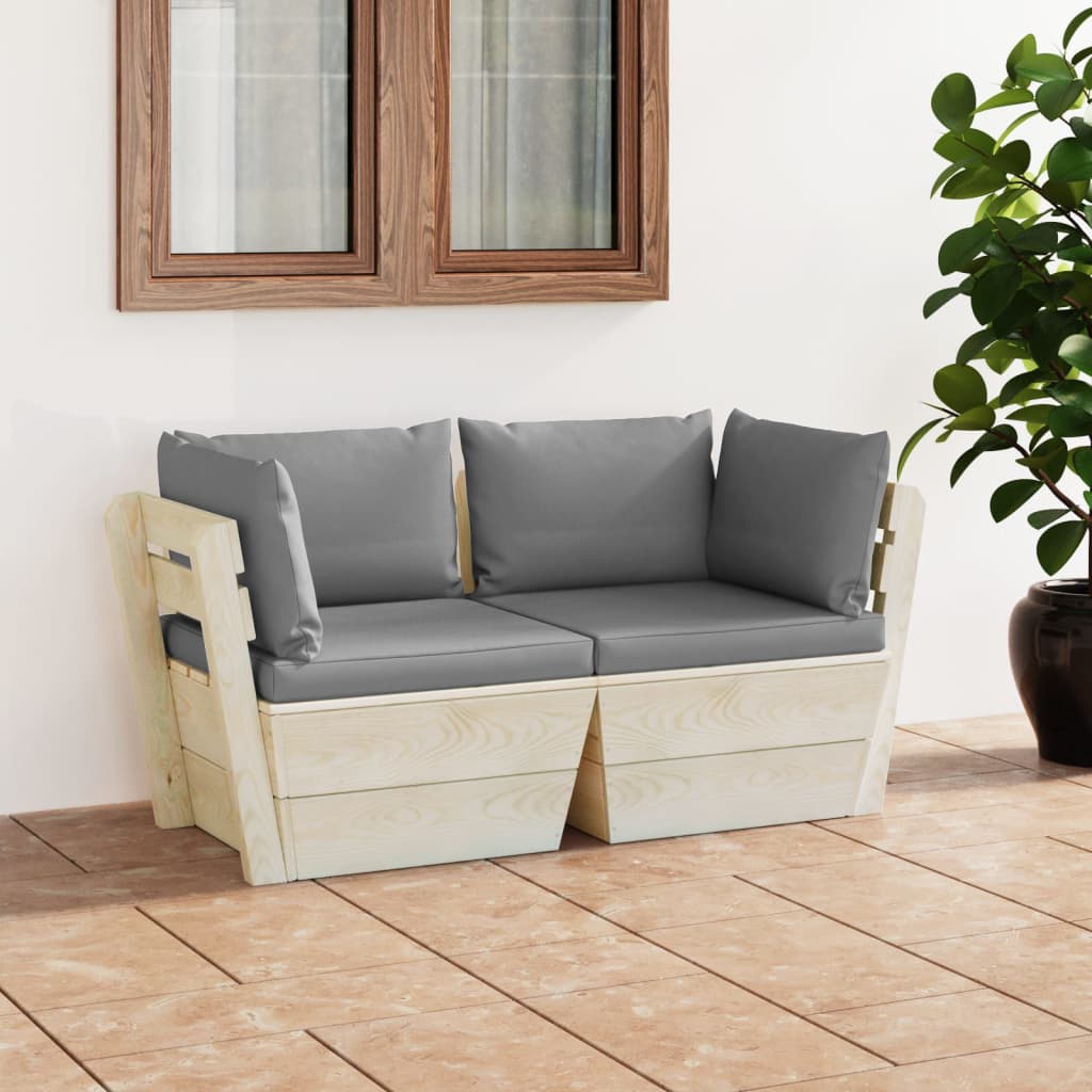 Tuinbank 2-zits met kussens pallet vurenhout is nu te koop bij PeponiXL, paradijselijk wonen!