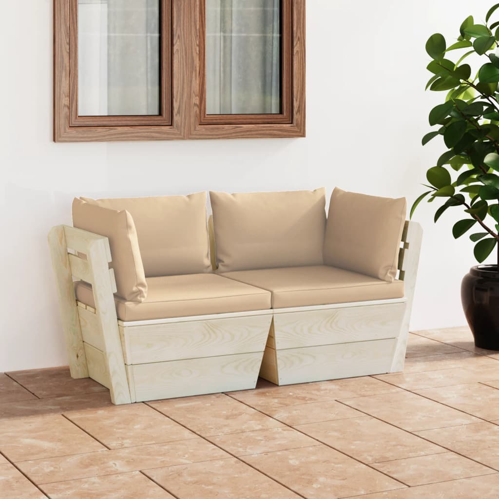Tuinbank 2-zits met kussens pallet vurenhout is nu te koop bij PeponiXL, paradijselijk wonen!
