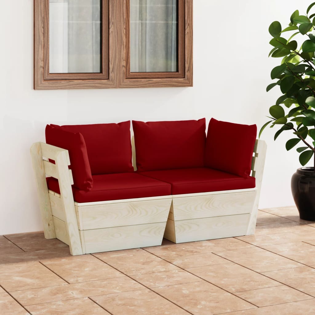 Tuinbank 2-zits met kussens pallet vurenhout is nu te koop bij PeponiXL, paradijselijk wonen!