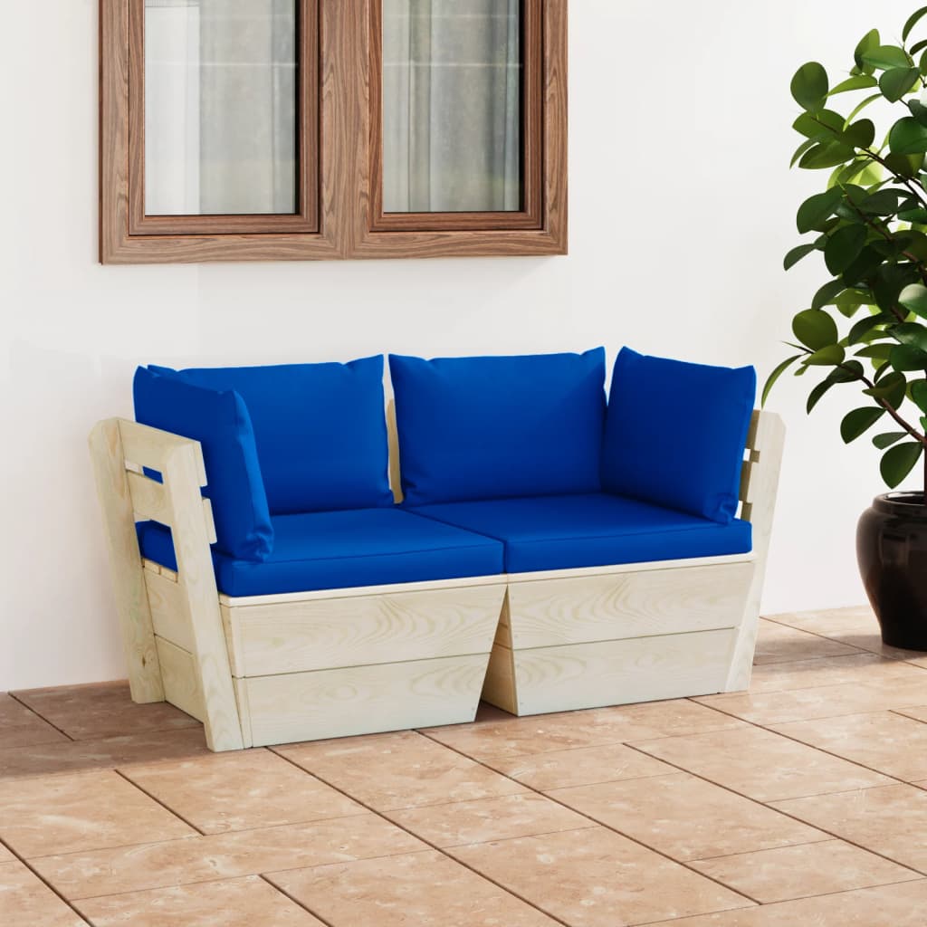 Tuinbank 2-zits met kussens pallet vurenhout is nu te koop bij PeponiXL, paradijselijk wonen!
