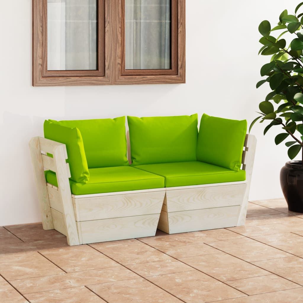 Tuinbank 2-zits met kussens pallet vurenhout is nu te koop bij PeponiXL, paradijselijk wonen!