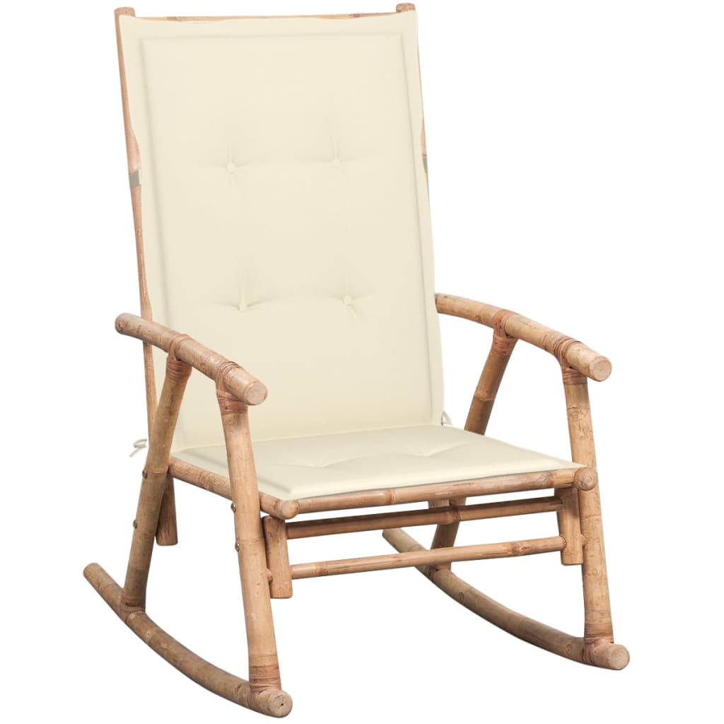 Schommelstoel met kussen bamboe is nu te koop bij PeponiXL, paradijselijk wonen!