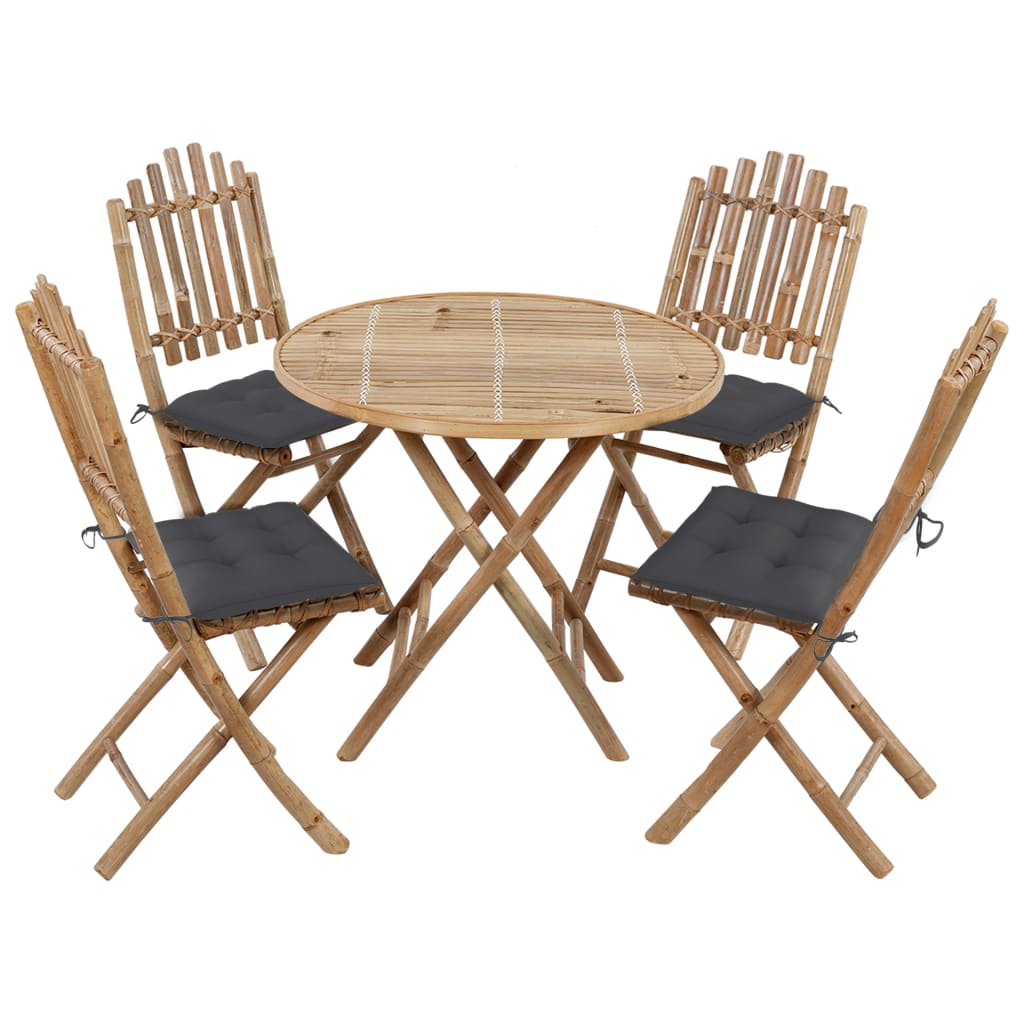 5-delige Tuinset inklapbaar met kussens bamboe is nu te koop bij PeponiXL, paradijselijk wonen!