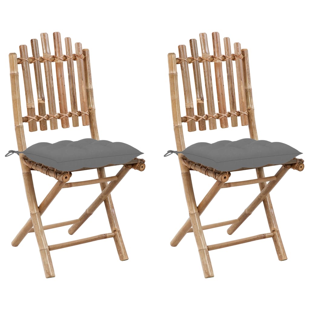 Tuinstoelen 2 st inklapbaar met kussens bamboe is nu te koop bij PeponiXL, paradijselijk wonen!