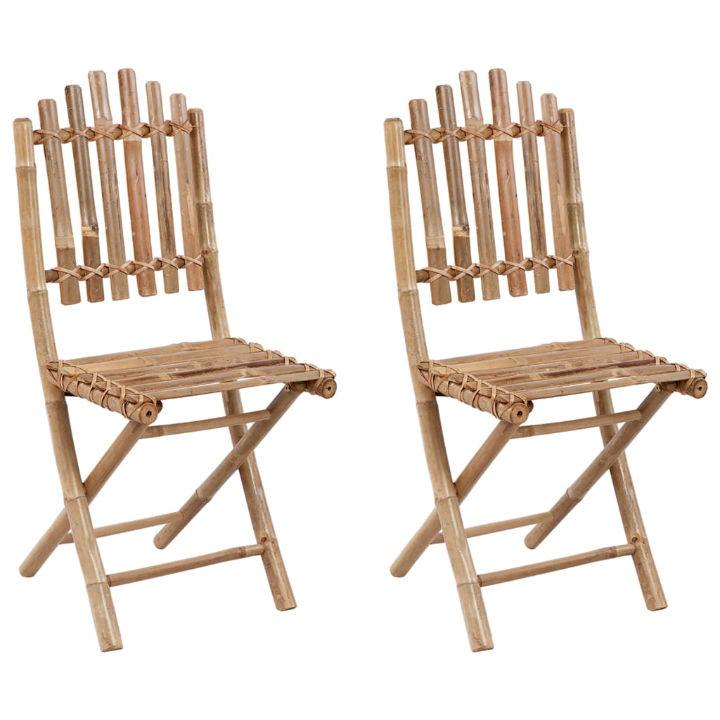 Tuinstoelen 2 st inklapbaar met kussens bamboe is nu te koop bij PeponiXL, paradijselijk wonen!