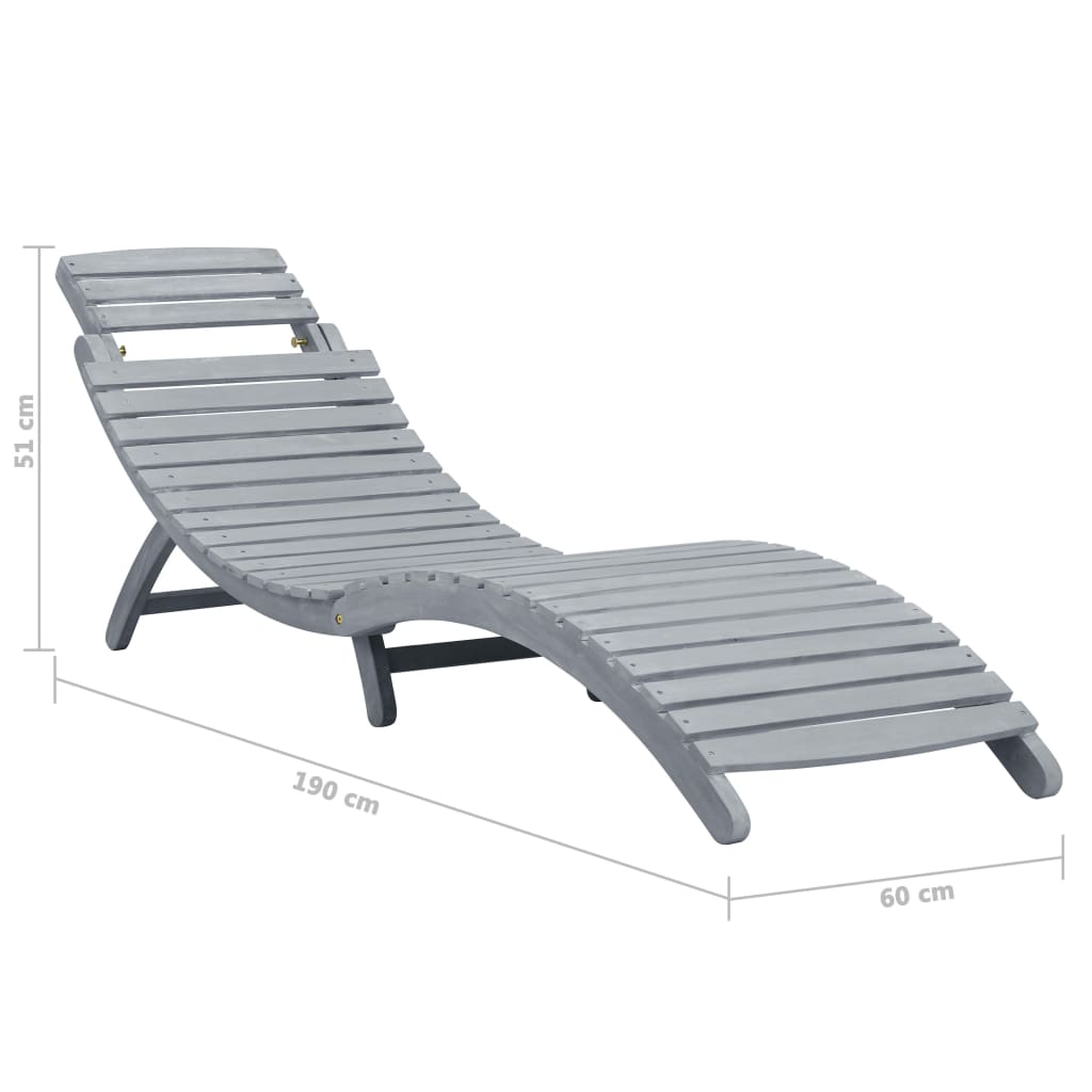 Ligbed met kussen massief acaciahout grijs is nu te koop bij PeponiXL, paradijselijk wonen!