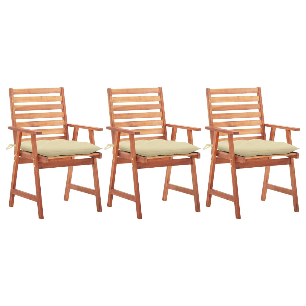 Tuinstoelen 3 st met kussens massief acaciahout is nu te koop bij PeponiXL, paradijselijk wonen!