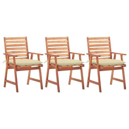 Tuinstoelen 3 st met kussens massief acaciahout is nu te koop bij PeponiXL, paradijselijk wonen!