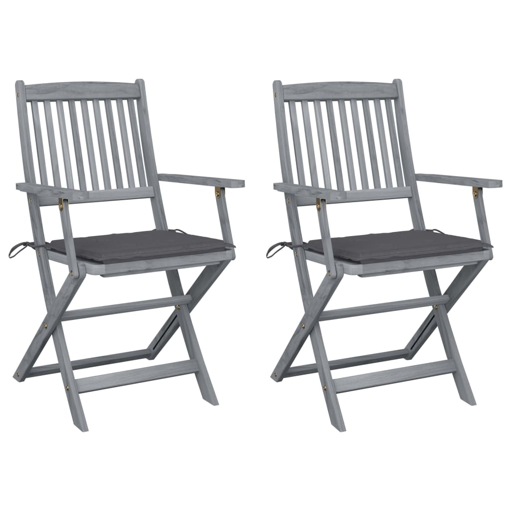 Tuinstoelen 2 st inklapbaar met kussens massief acaciahout is nu te koop bij PeponiXL, paradijselijk wonen!