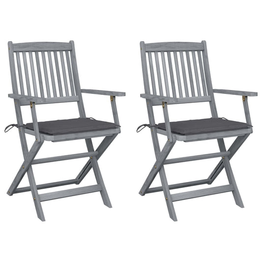 Tuinstoelen 2 st inklapbaar met kussens massief acaciahout is nu te koop bij PeponiXL, paradijselijk wonen!