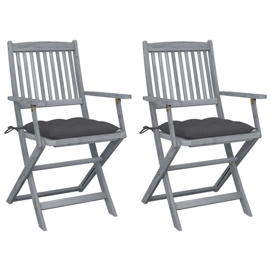 Tuinstoelen 2 st inklapbaar met kussens massief acaciahout is nu te koop bij PeponiXL, paradijselijk wonen!