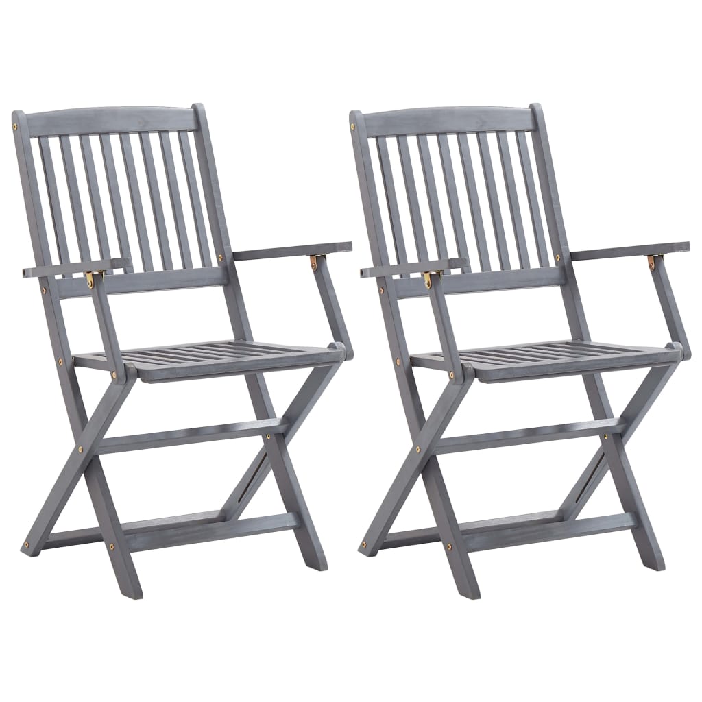 Tuinstoelen 2 st inklapbaar met kussens massief acaciahout is nu te koop bij PeponiXL, paradijselijk wonen!