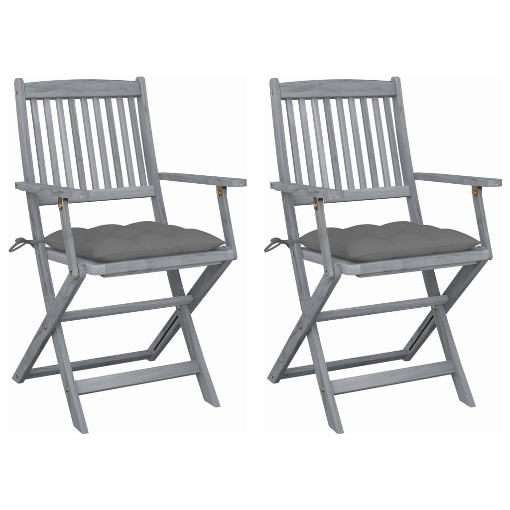 Tuinstoelen 2 st inklapbaar met kussens massief acaciahout is nu te koop bij PeponiXL, paradijselijk wonen!