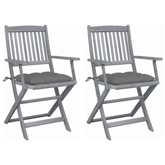 Tuinstoelen 2 st inklapbaar met kussens massief acaciahout is nu te koop bij PeponiXL, paradijselijk wonen!