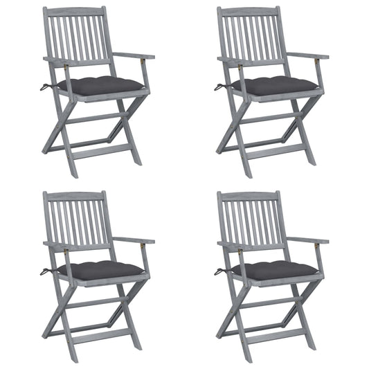 Tuinstoelen 4 st inklapbaar met kussens massief acaciahout is nu te koop bij PeponiXL, paradijselijk wonen!