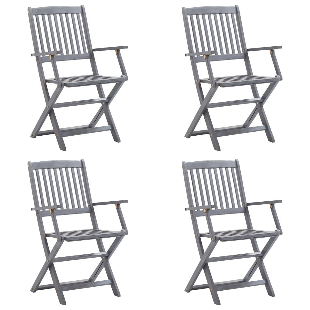Tuinstoelen 4 st inklapbaar met kussens massief acaciahout is nu te koop bij PeponiXL, paradijselijk wonen!