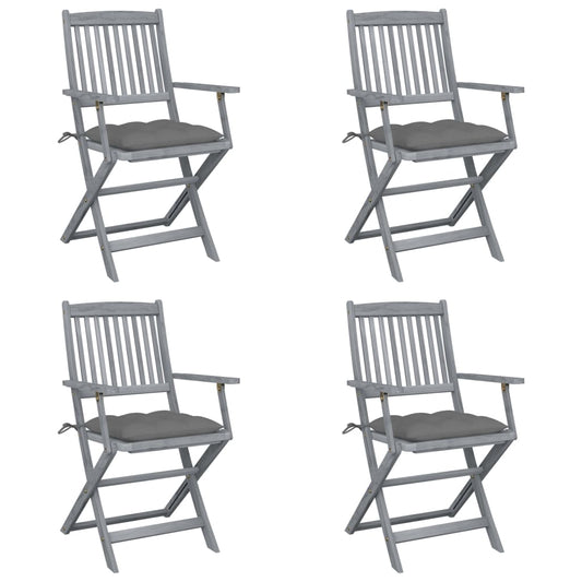 Tuinstoelen 4 st inklapbaar met kussens massief acaciahout is nu te koop bij PeponiXL, paradijselijk wonen!