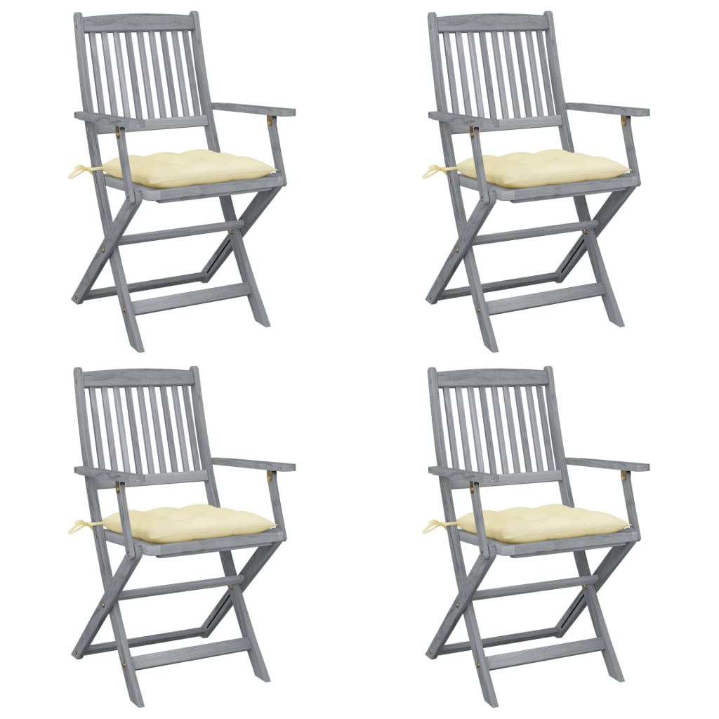 Tuinstoelen 4 st inklapbaar met kussens massief acaciahout is nu te koop bij PeponiXL, paradijselijk wonen!