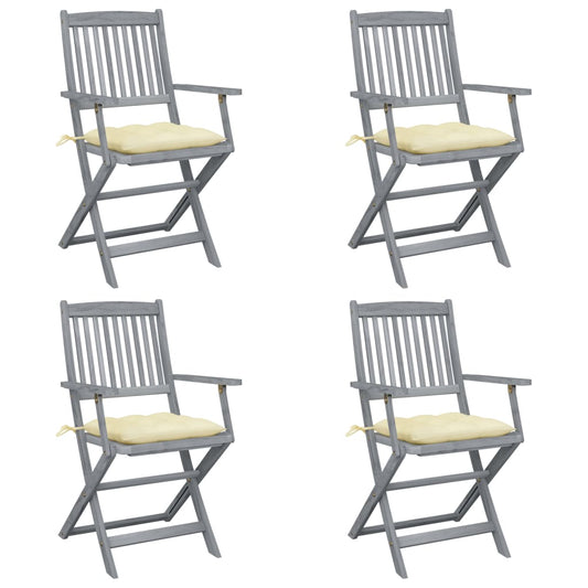 Tuinstoelen 4 st inklapbaar met kussens massief acaciahout is nu te koop bij PeponiXL, paradijselijk wonen!
