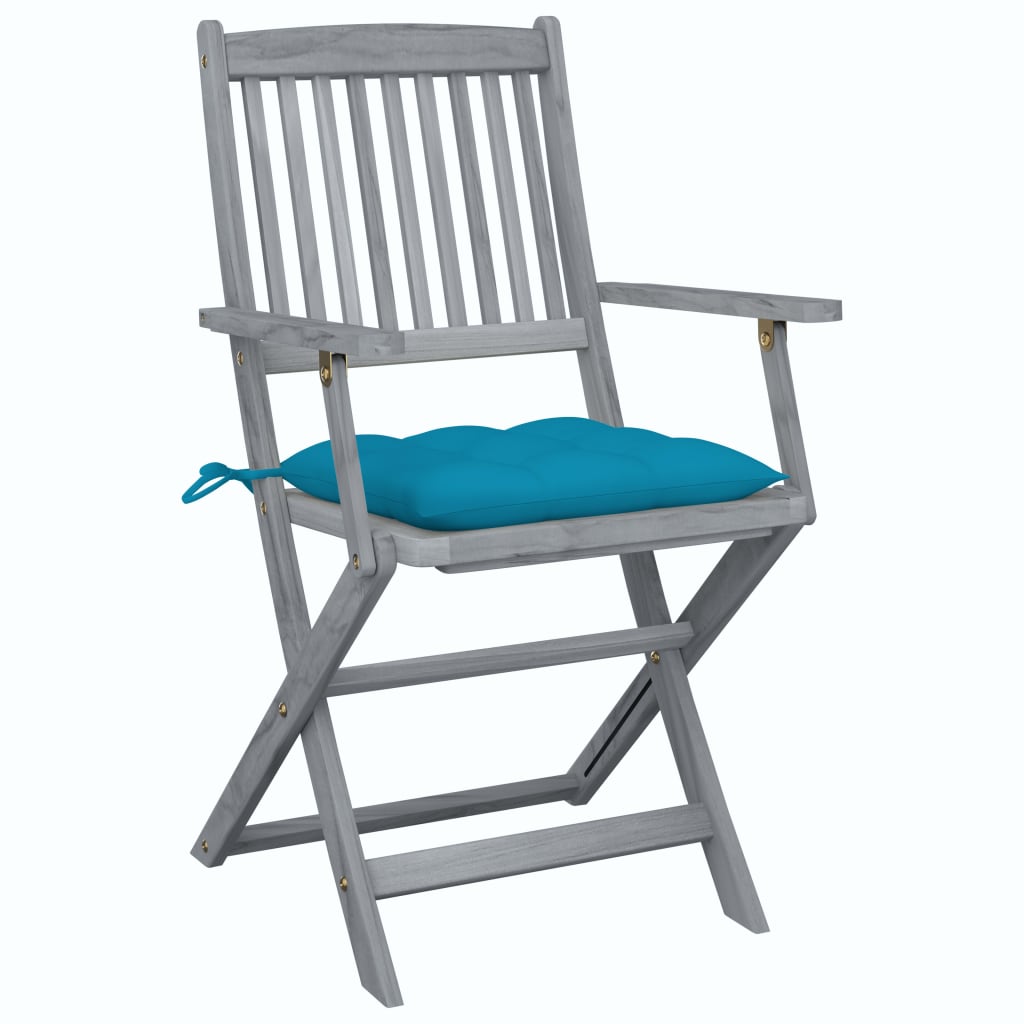 Tuinstoelen 4 st inklapbaar met kussens massief acaciahout is nu te koop bij PeponiXL, paradijselijk wonen!