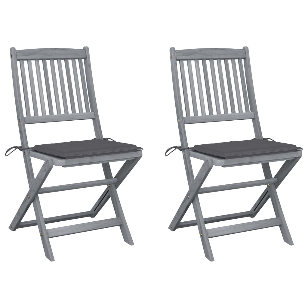 Tuinstoelen 2 st inklapbaar met kussens massief acaciahout is nu te koop bij PeponiXL, paradijselijk wonen!