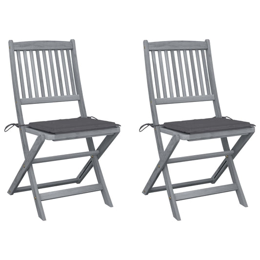 Tuinstoelen 2 st inklapbaar met kussens massief acaciahout is nu te koop bij PeponiXL, paradijselijk wonen!