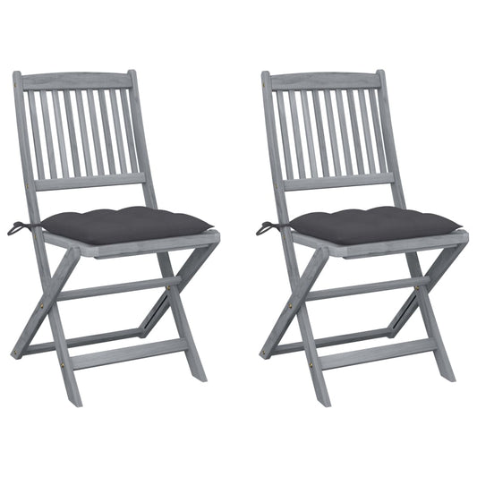 Tuinstoelen 2 st inklapbaar met kussens massief acaciahout is nu te koop bij PeponiXL, paradijselijk wonen!