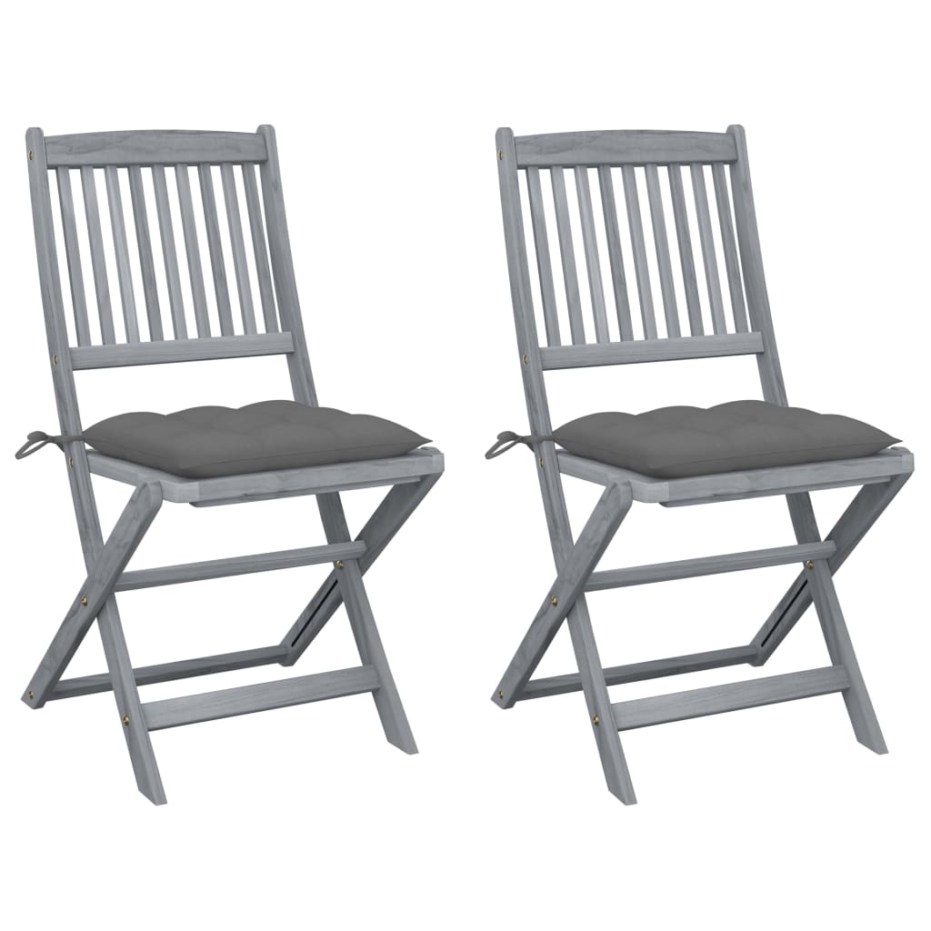 Tuinstoelen 2 st inklapbaar met kussens massief acaciahout is nu te koop bij PeponiXL, paradijselijk wonen!