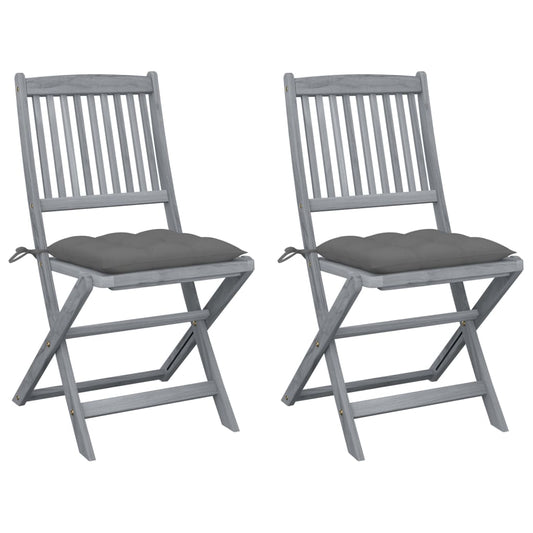 Tuinstoelen 2 st inklapbaar met kussens massief acaciahout is nu te koop bij PeponiXL, paradijselijk wonen!