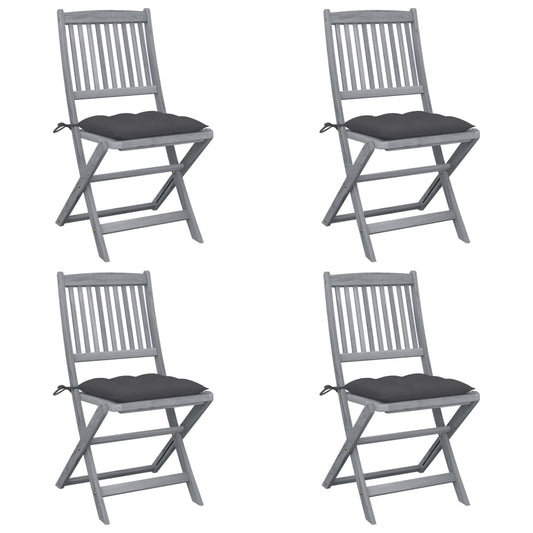 Tuinstoelen 4 st inklapbaar met kussens massief acaciahout is nu te koop bij PeponiXL, paradijselijk wonen!