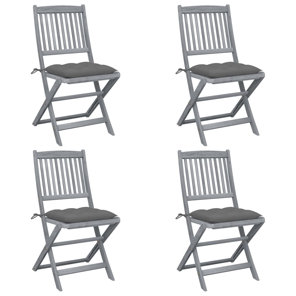 Tuinstoelen 4 st inklapbaar met kussens massief acaciahout is nu te koop bij PeponiXL, paradijselijk wonen!
