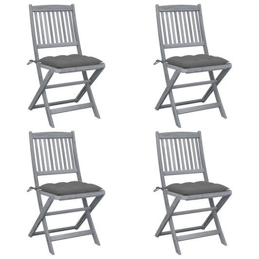 Tuinstoelen 4 st inklapbaar met kussens massief acaciahout is nu te koop bij PeponiXL, paradijselijk wonen!