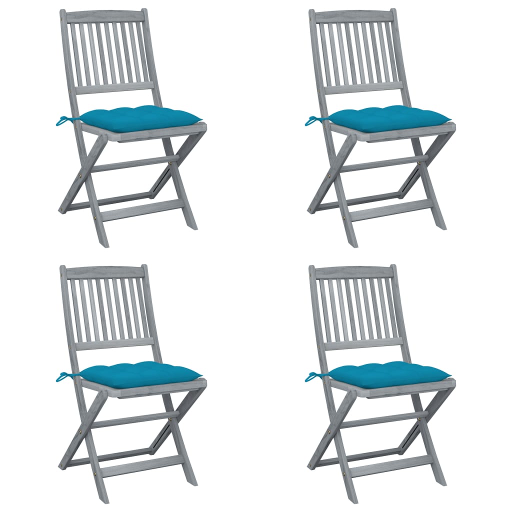 Tuinstoelen 4 st inklapbaar met kussens massief acaciahout is nu te koop bij PeponiXL, paradijselijk wonen!