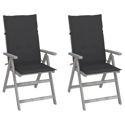 Tuinstoelen 2 st verstelbaar met kussens massief acaciahout is nu te koop bij PeponiXL, paradijselijk wonen!