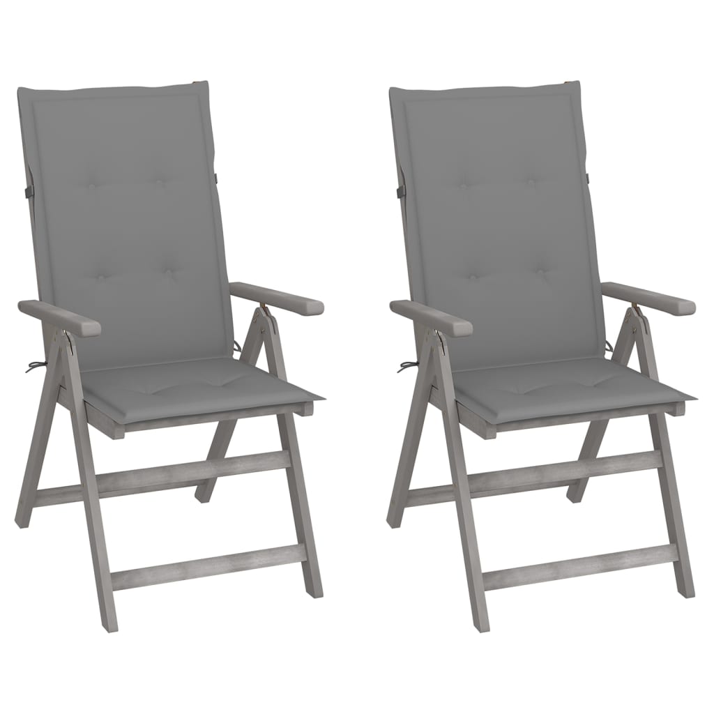 Tuinstoelen 2 st verstelbaar met kussens massief acaciahout is nu te koop bij PeponiXL, paradijselijk wonen!