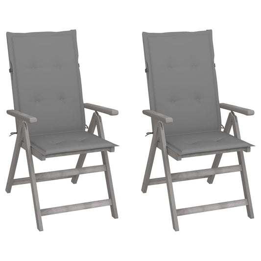 Tuinstoelen 2 st verstelbaar met kussens massief acaciahout is nu te koop bij PeponiXL, paradijselijk wonen!