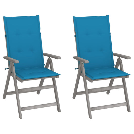 Tuinstoelen 2 st verstelbaar met kussens massief acaciahout is nu te koop bij PeponiXL, paradijselijk wonen!
