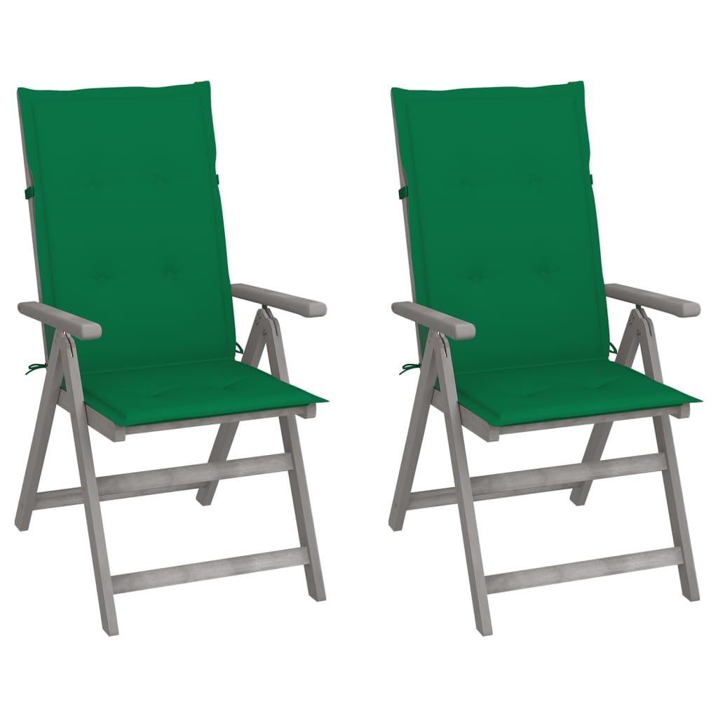 Tuinstoelen 2 st verstelbaar met kussens massief acaciahout is nu te koop bij PeponiXL, paradijselijk wonen!