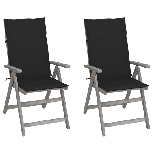 Tuinstoelen 2 st verstelbaar met kussens massief acaciahout is nu te koop bij PeponiXL, paradijselijk wonen!