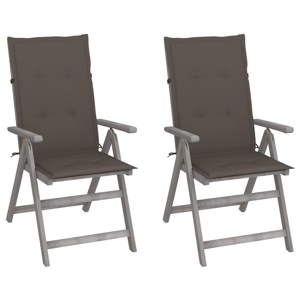 Tuinstoelen 2 st verstelbaar met kussens massief acaciahout is nu te koop bij PeponiXL, paradijselijk wonen!