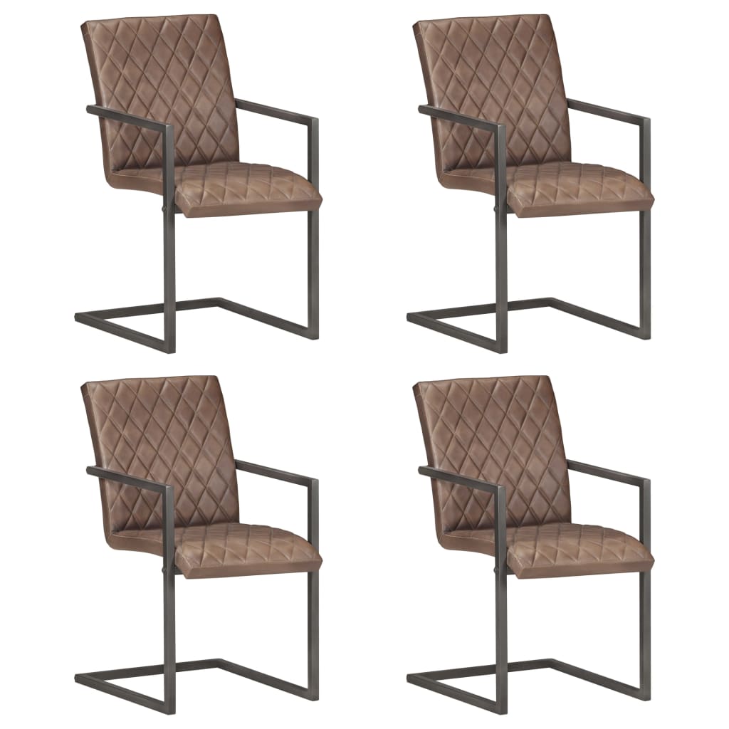 Eetkamerstoelen 4 st echt leer bruin is nu te koop bij PeponiXL, paradijselijk wonen!