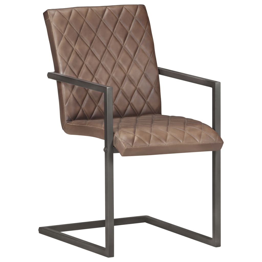 Eetkamerstoelen 4 st echt leer bruin is nu te koop bij PeponiXL, paradijselijk wonen!