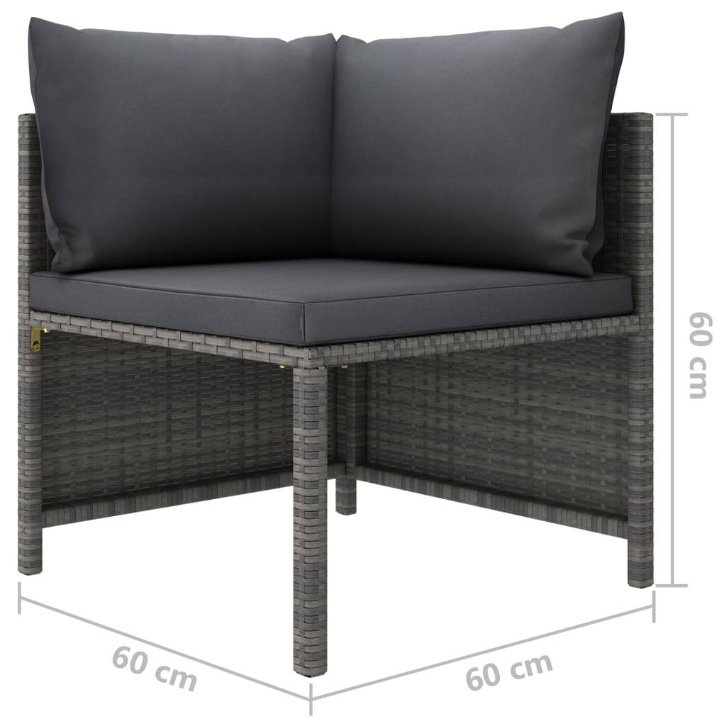 6-delige Loungeset met kussens poly rattan grijs is nu te koop bij PeponiXL, paradijselijk wonen!